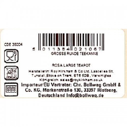 Teekanne mit der Redoute Rose von Roy Kirkham 1 Liter