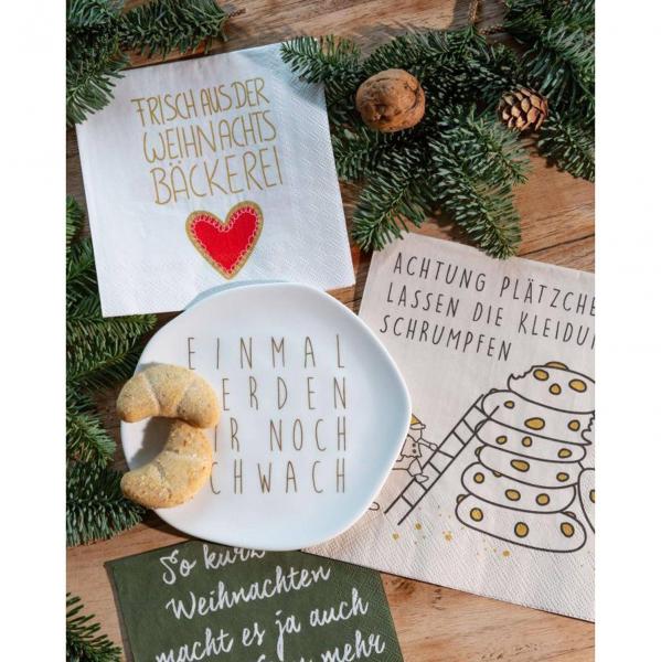 Frisch aus der Weihnachtsbäckerei Cocktail Serviette 25x25cm Räder Design