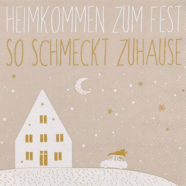Heimkommen zum Fest Lunch Serviette 33x33cm Räder Design