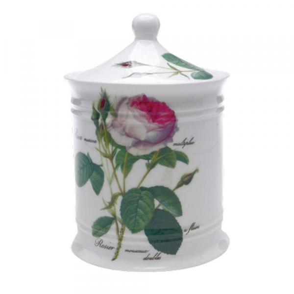 Roy Kirkham Porzellandose mit der Redoute Rose, 15cm hoch (incl. Deckel)