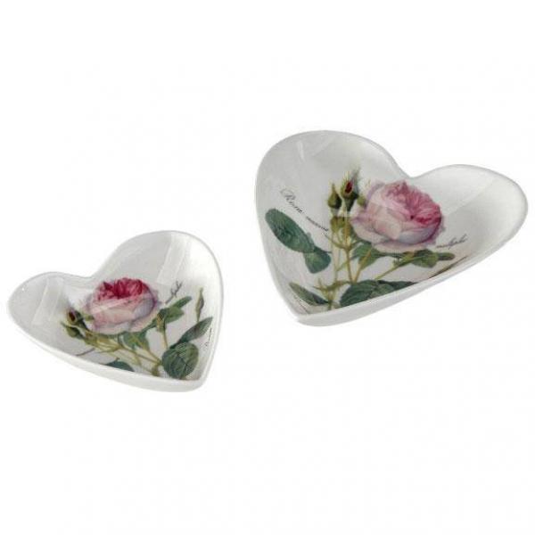 Porzellanschale Herz groß 18cm mit der Redoute-Rose von Roy Kirkham