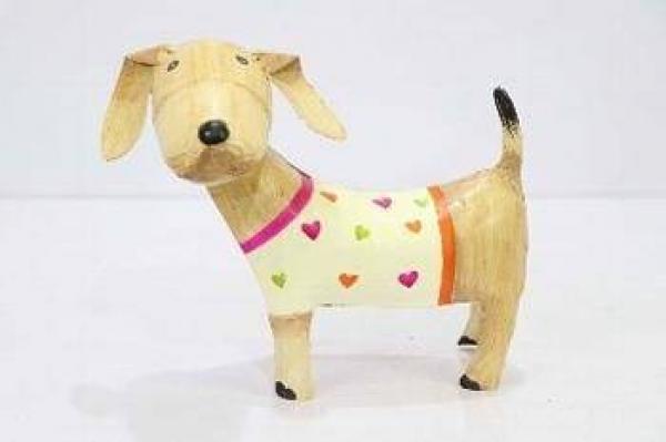 Hund in Cremefarben stehend groß 23x12x18cm von Exner