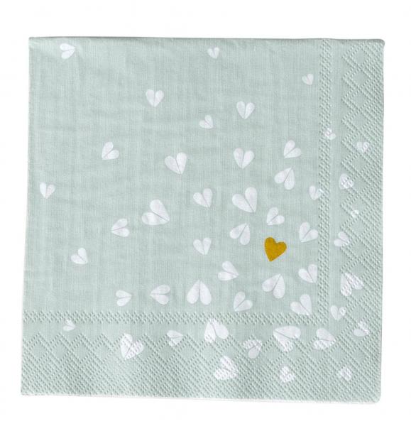 Goldenes Herz Cocktail Serviette 25x25cm Räder Design