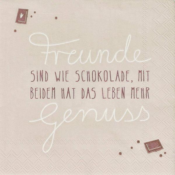 Freunde sind wie Schokolade Cocktail Serviette 25x25cm Räder Design