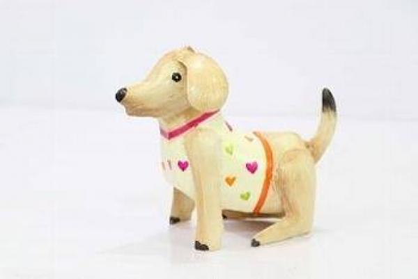 Hund creme sitzend klein 17x6x14 cm von Exner