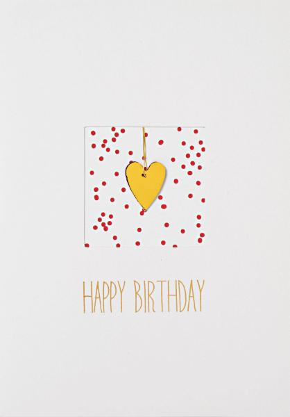 Geburtstag Happy Birthday Goldherz Karte Räder Design