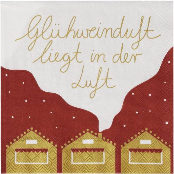 Glühweinduft Cocktail Serviette 25x25cm Räder Design