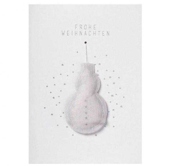 Weihnachtskarte Schneemann mit Gazeanhänger von Räder Design