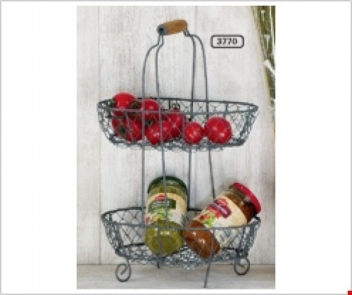 Hoff Interieur Korbetagere WACHAU aus Draht und Holz, 37 x 21 x 16cm