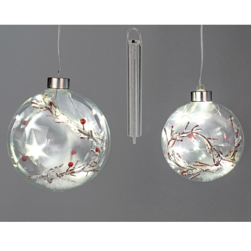 Weihnachtskugel Glas LED+Timer 10cm