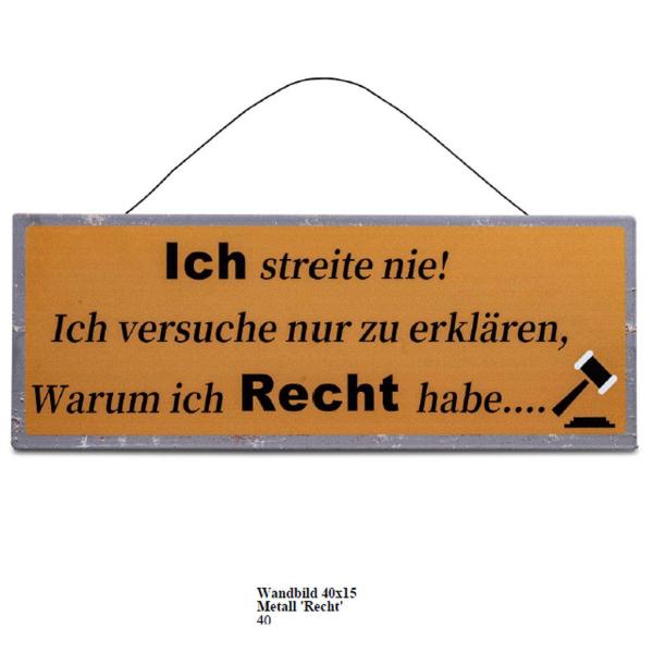 Wandbild Ich streite nie Metall 40x15cm Formano