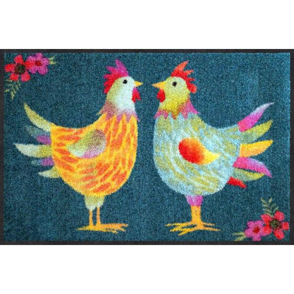 Rainbow Chicken petrol Wohnmatte 50x75cm Fußmatte Salonloewe