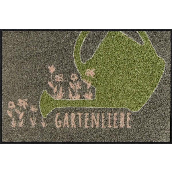 Gartenliebe grün-apricot Wohnmatte 50x75cm Fußmatte Salonloewe